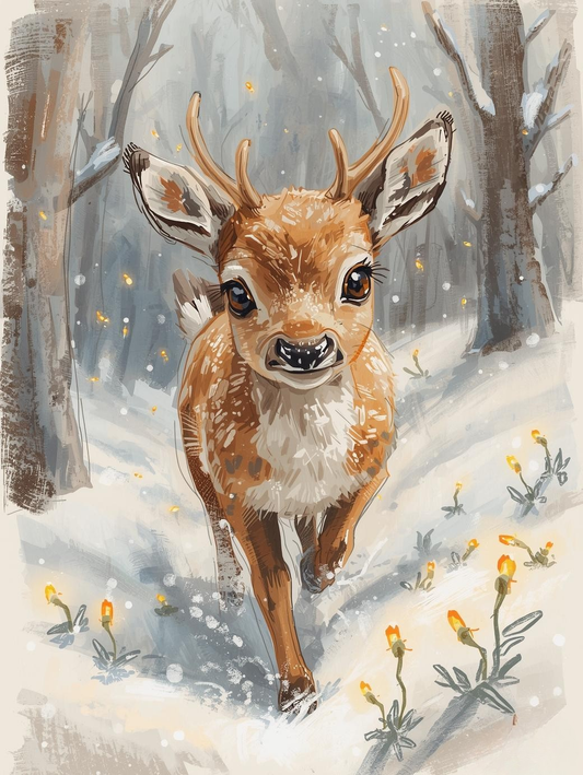 Paint by Number Baby Reindeer’s First Snowfall