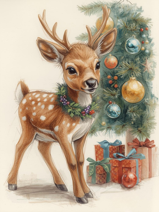 Paint by Number Baby Reindeer’s First Snowflake