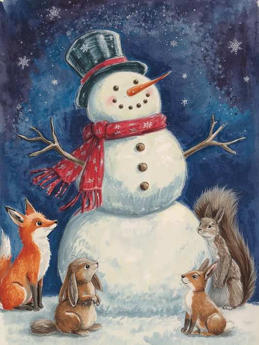 Paint by Number Snowman and Woodland Friends