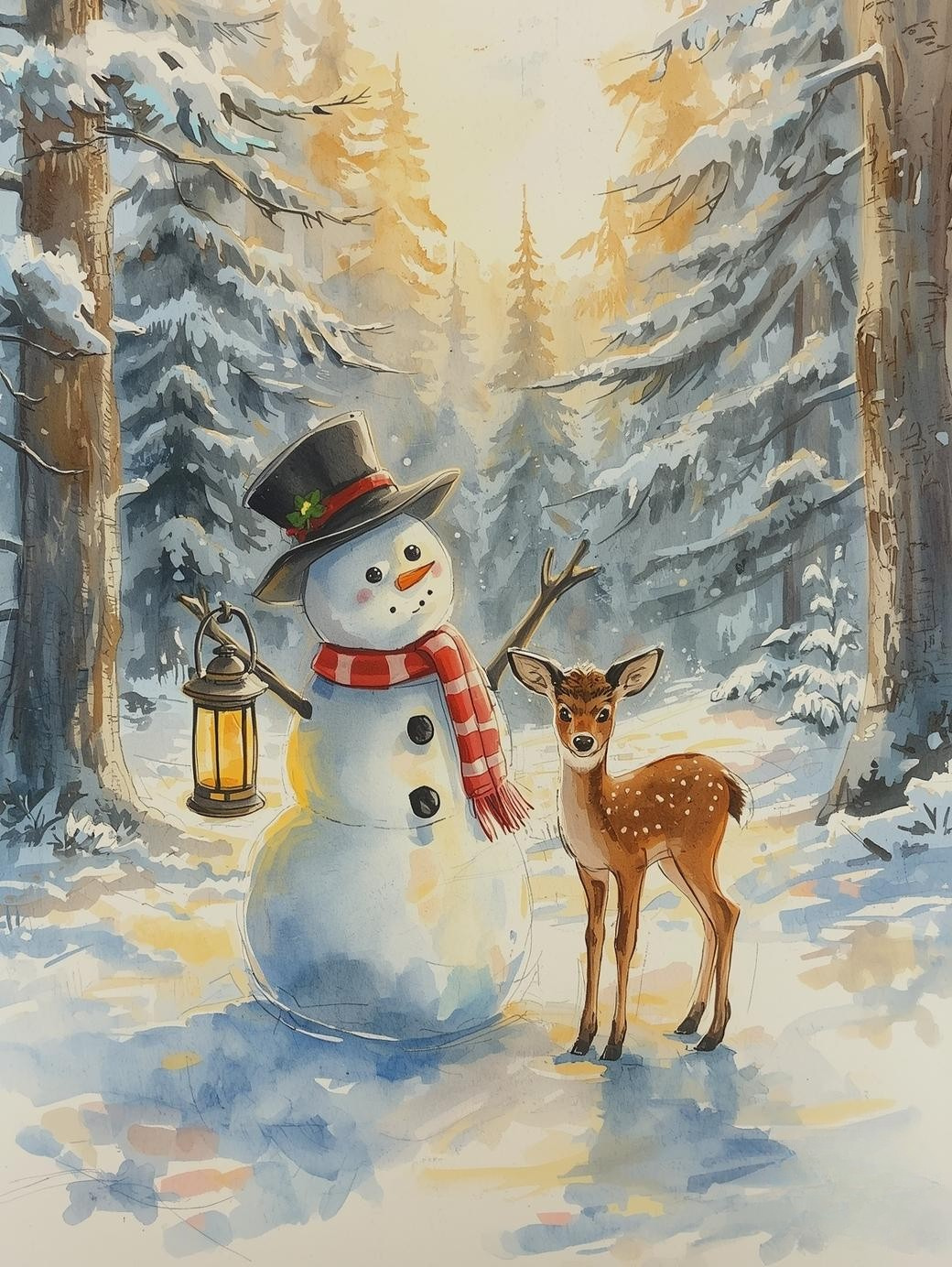 Paint by Number Happy Snowman  and the Deer