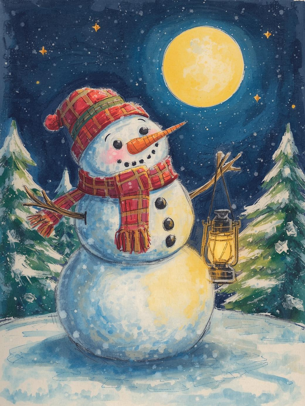 Paint by Number Playful Snowman