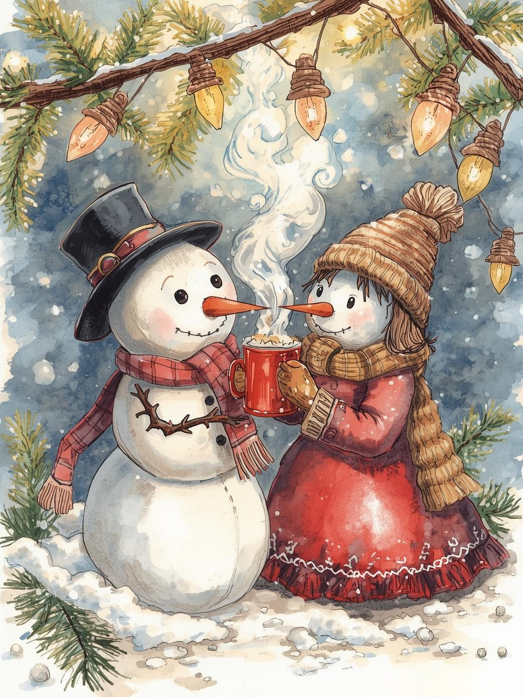 Paint by Number Winter Romance – Snowman Edition