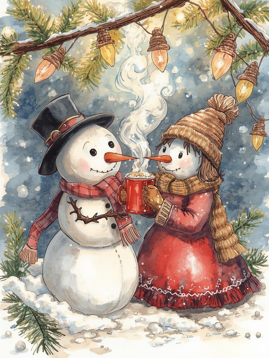 Paint by Number Winter Romance – Snowman Edition