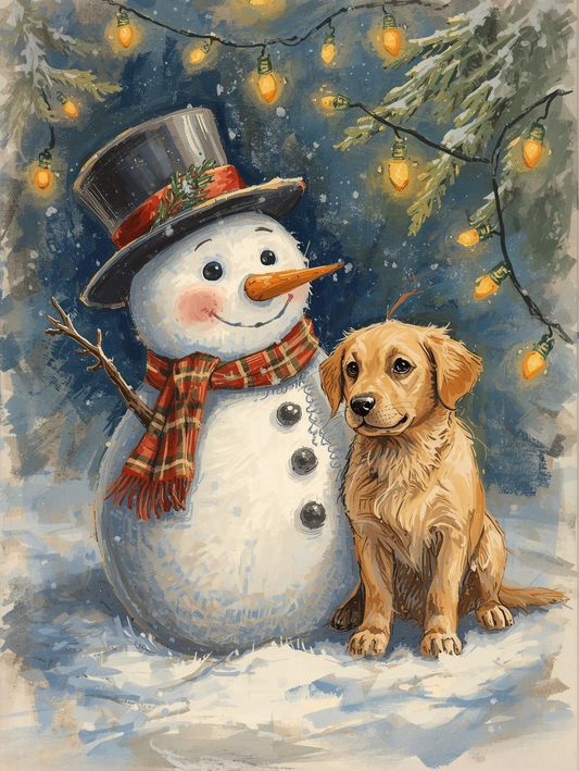 Paint by Number Winter Buddy – Snowman with Puppy