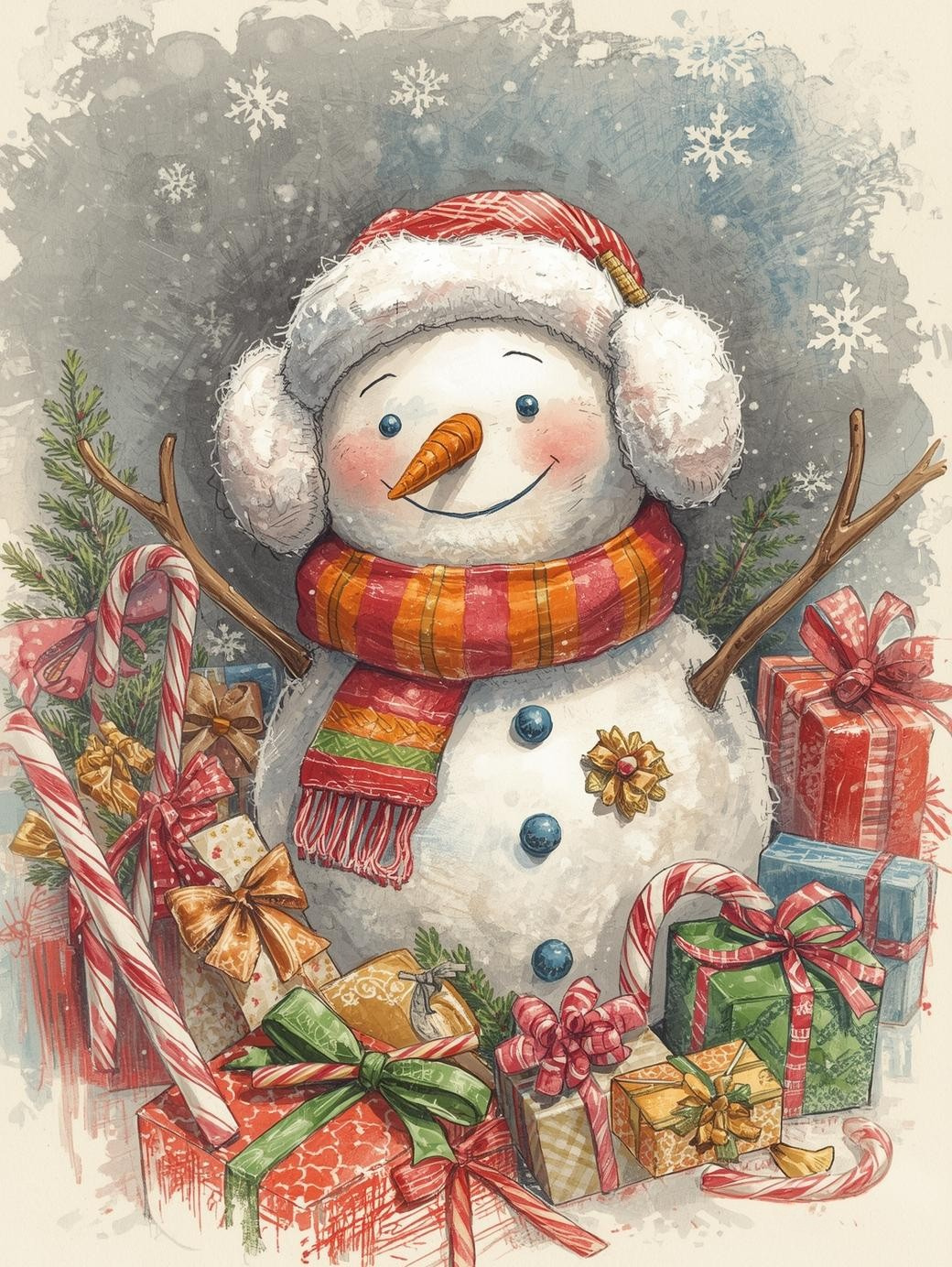 Paint by Number Holly Snowman