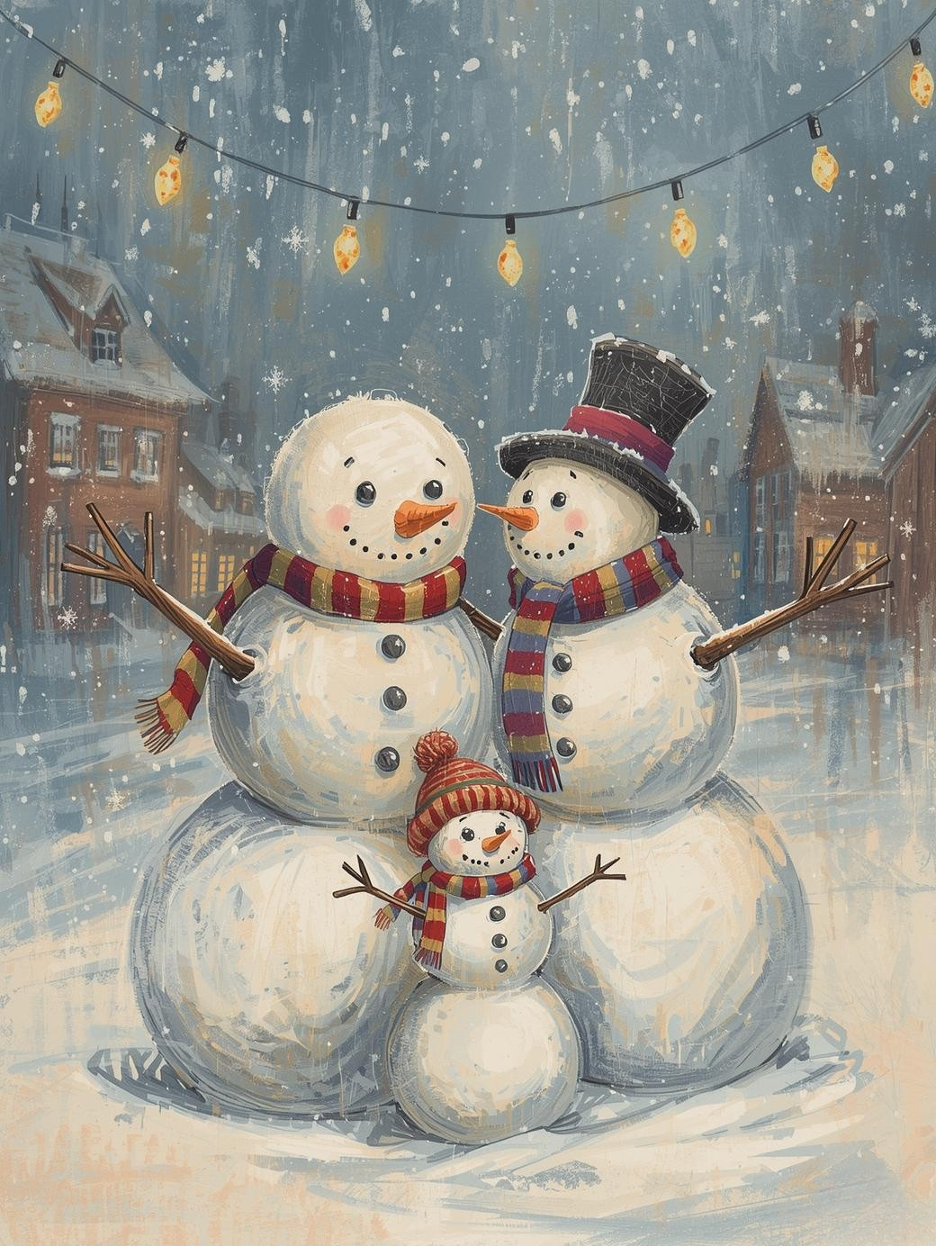 Paint by Number Happy Snowman Family