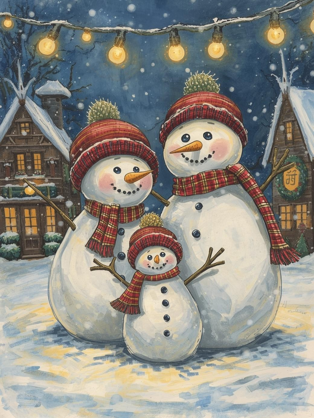 Paint by Number Playful Snowman Family