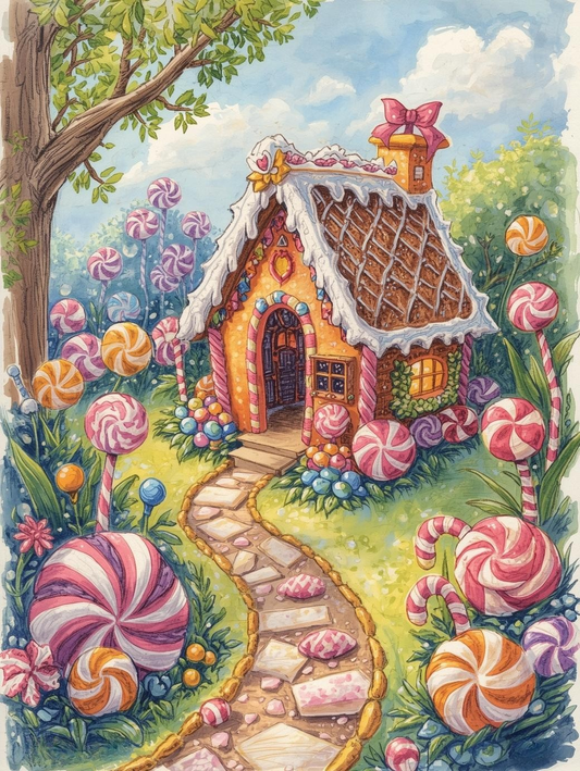 Paint by Number Lollipop Gingerbread House