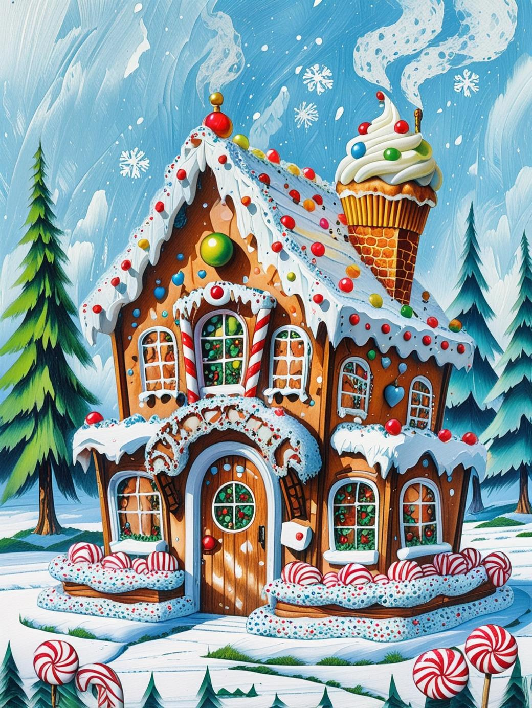 Paint by Number Mistletoe Gingerbread House