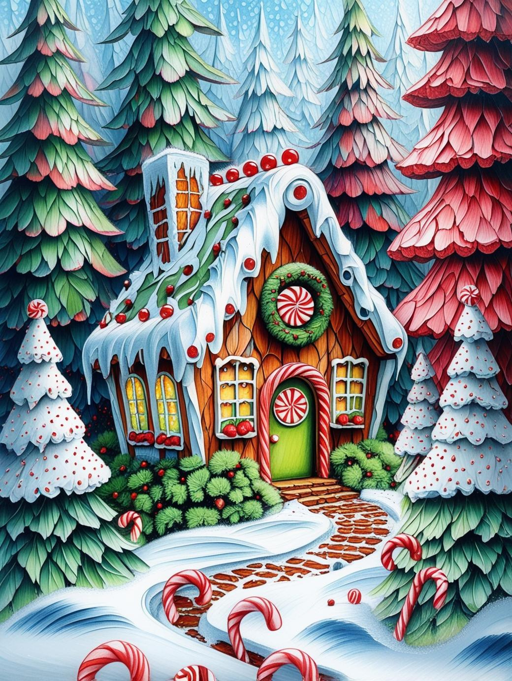 Paint by Number Peppermint Gingerbread House