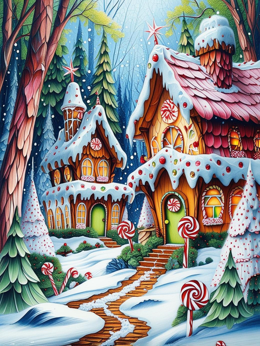 Paint by Number Snowflake Gingerbread House