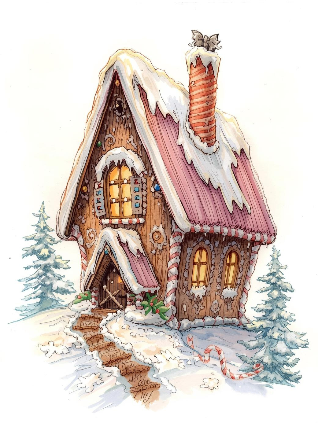 Paint by Number Glittering Gingerbread House