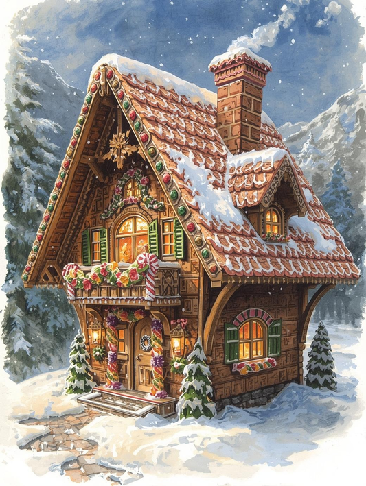 Paint by Number Pinecone Gingerbread House