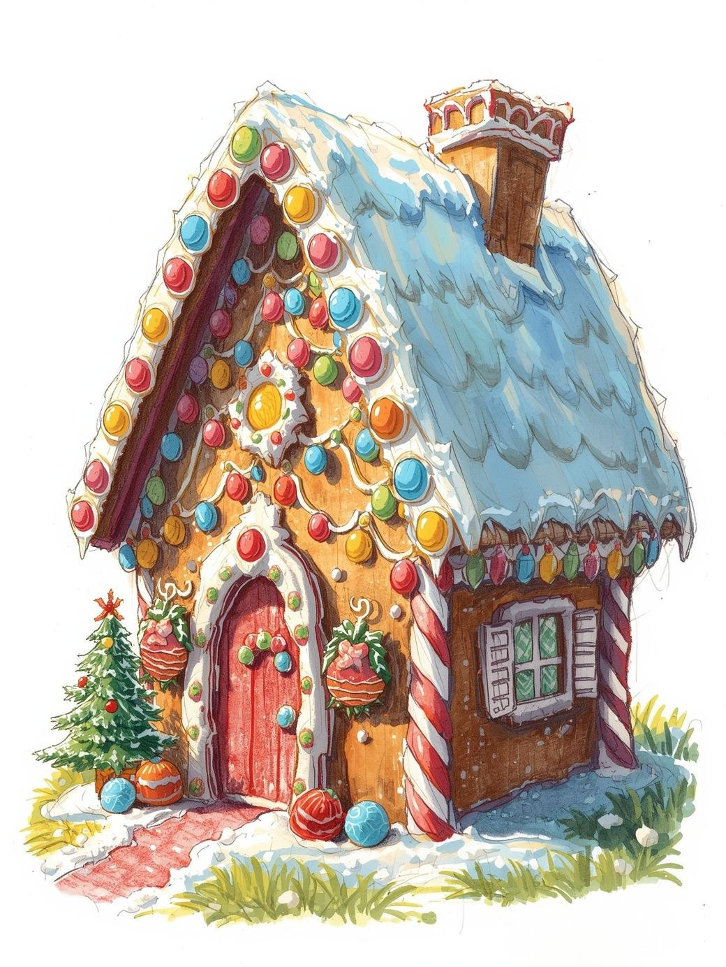 Paint by Number Glitter Snow Gingerbread House
