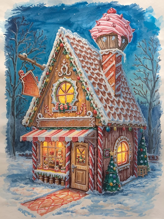 Paint by Number Sugar Snow Gingerbread House