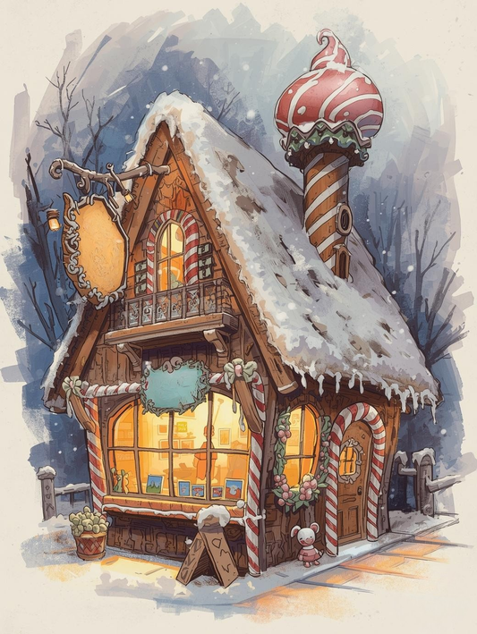 Paint by Number Amber Glow Gingerbread House