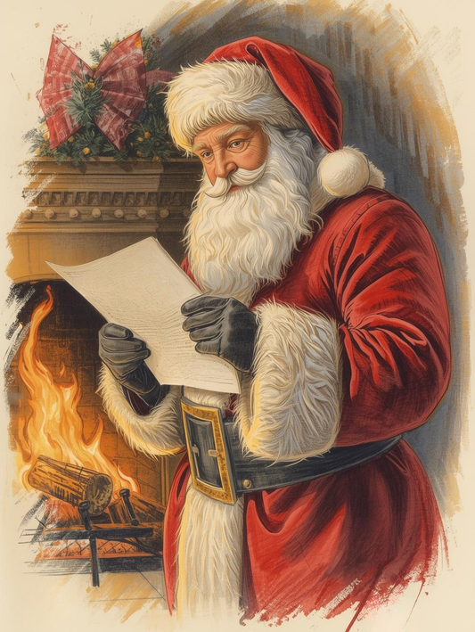 Paint by Number Jolly Santa by the Fireplace