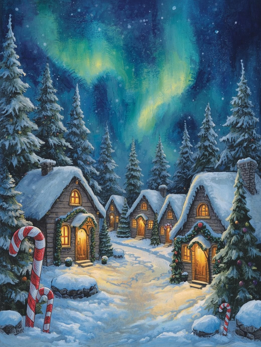 Paint by Number Cozy Winter Village Glow