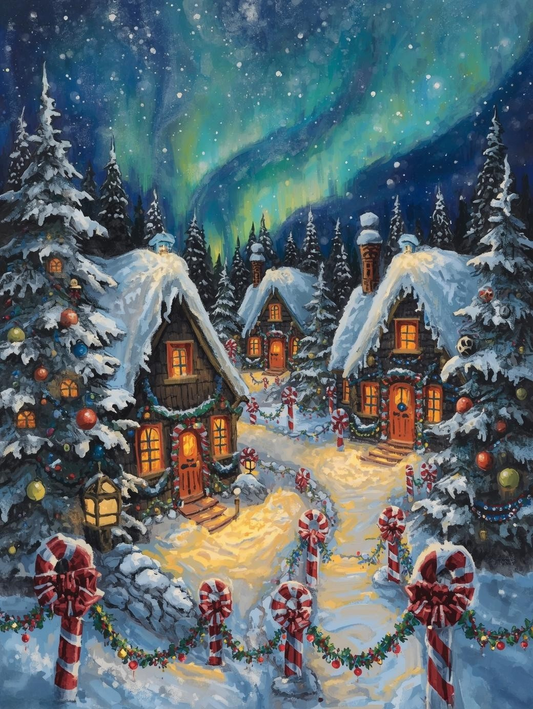 Paint by Number Holiday Magic Village Scene