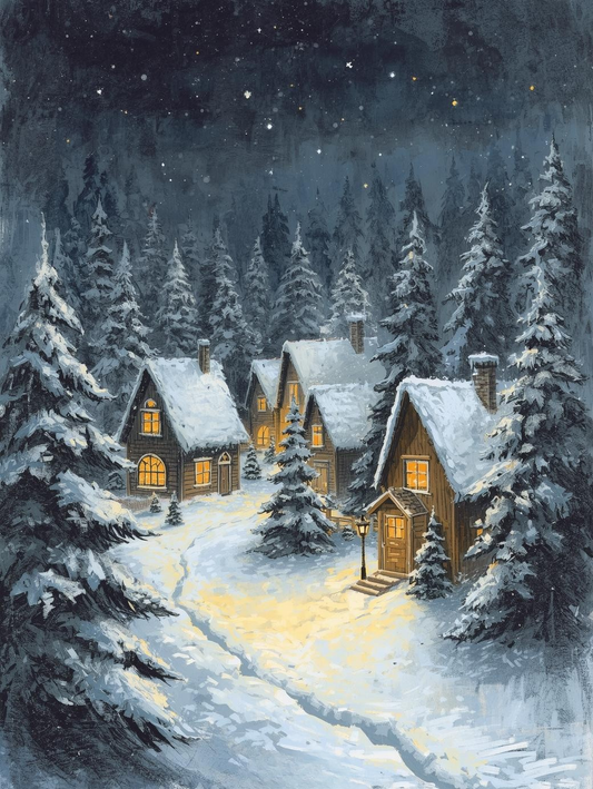 Paint by Number Snow-Kissed Christmas Cottages