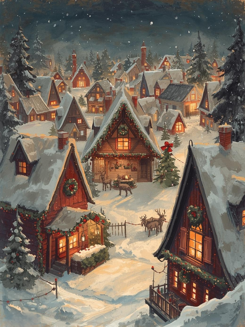 Paint by Number Christmas Eve in the Village