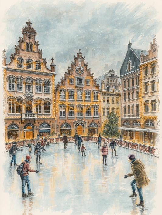 Paint by Number Winter Wonderland Skating Pond