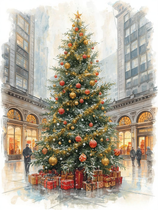 Paint by Number Town Square Christmas Tree