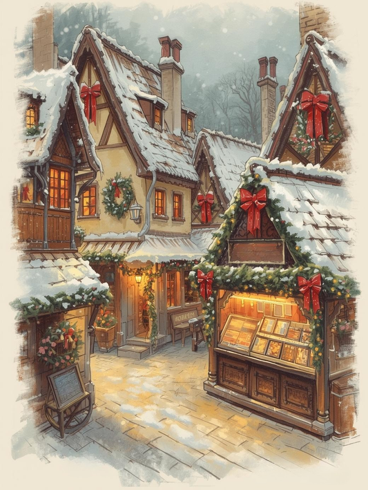 Paint by Number Old-Fashioned Christmas Village