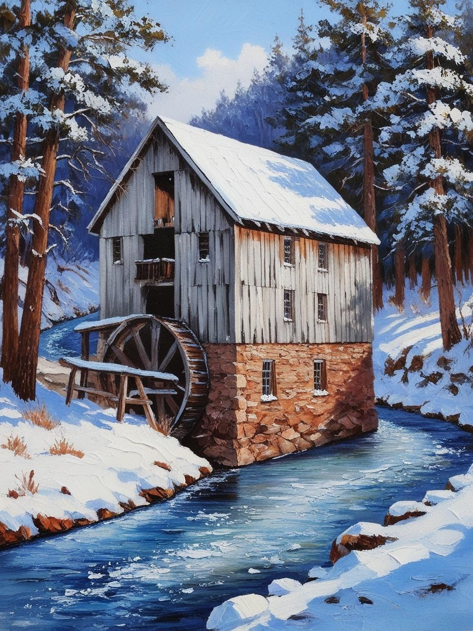Paint by Number Christmas Tree Farm Peaceful Path – Serene Canvas DIY Kit for Adults