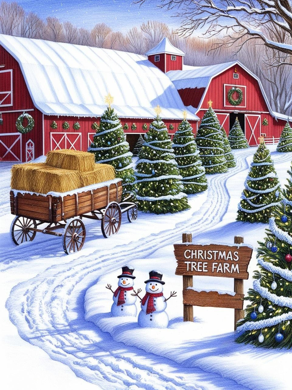Paint by Number Tree Farm Holiday Twilight Glow