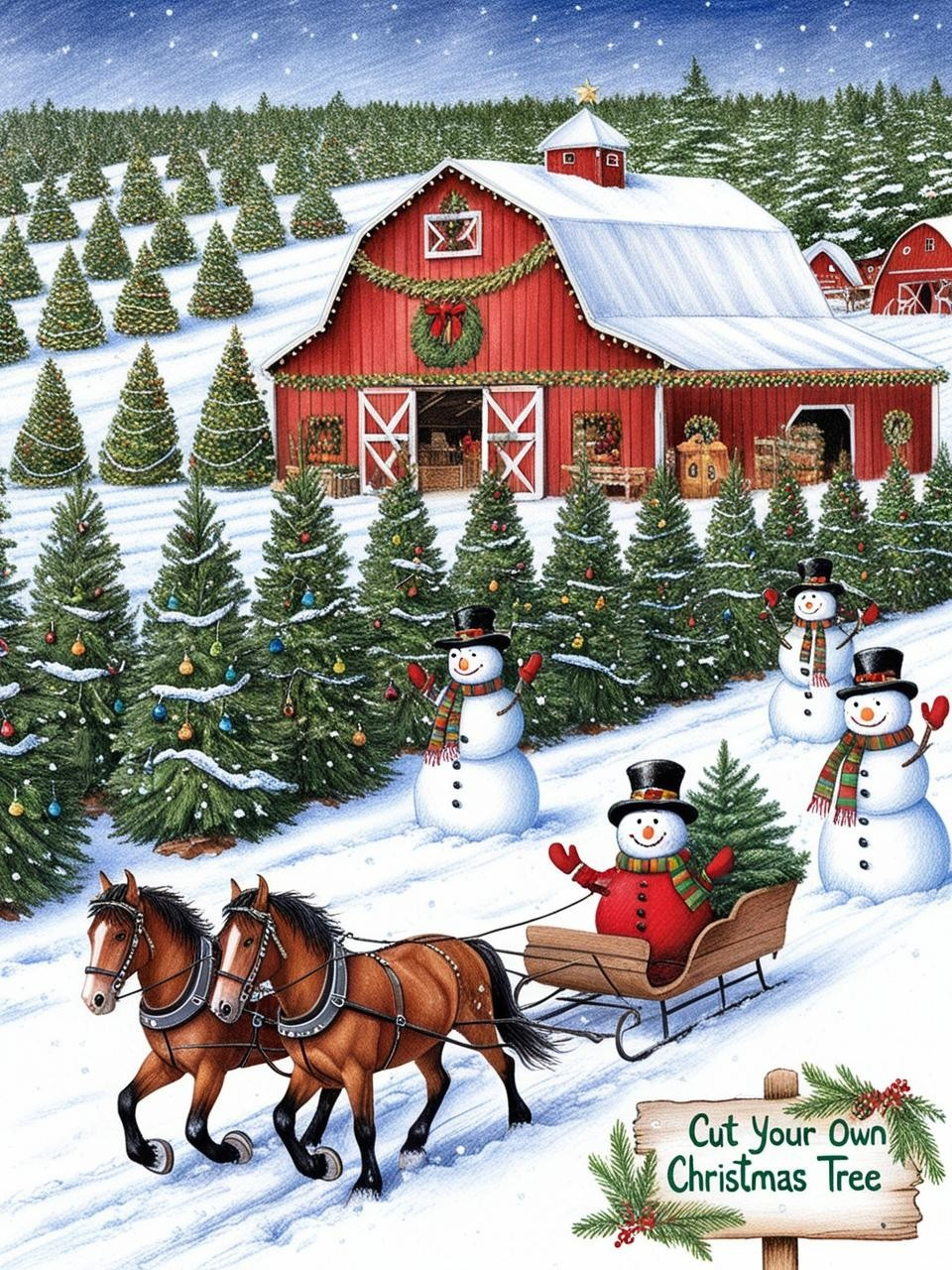 Paint by Number Tree Farm Snowy Forest Magic