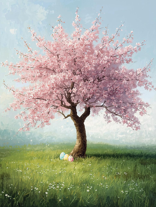 Easter Blossoms – Cherry Tree with Easter Egg Paint by Number