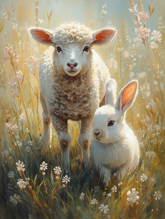 Springtime Buddies : Lamb & Bunny – Easter Paint by Number
