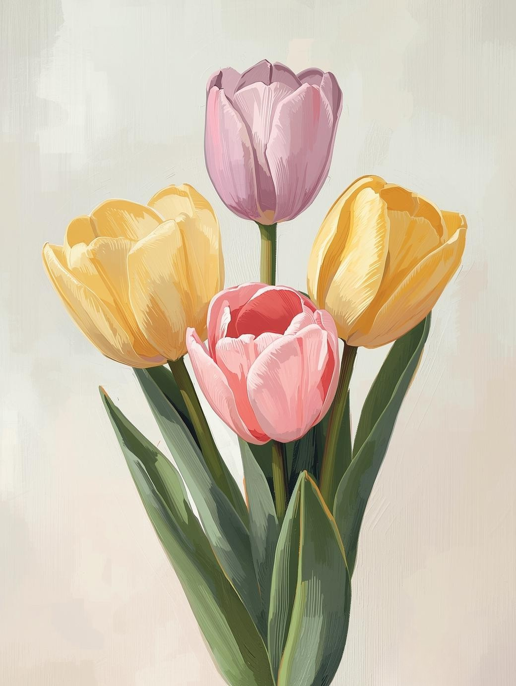 Paint by Number Delicate Tulip Bouquet – Charming DIY Canvas Kit for Adults, Gentle Spring Garden Art