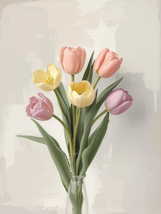 Paint by Number Fresh Garden Tulips – Colorful DIY Canvas Kit for Adults, Bright Spring Floral Scene