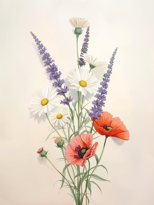 Paint by Number Colorful Spring Wildflowers