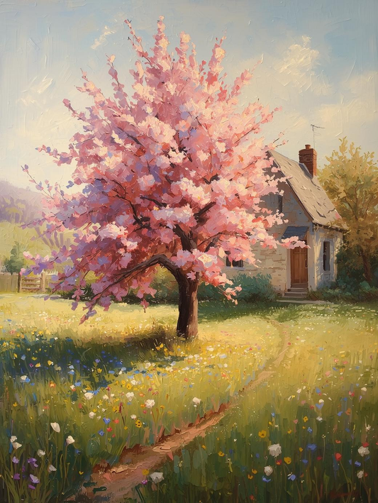 Paint by Number Blooming Cherry Tree by Stone Cottage