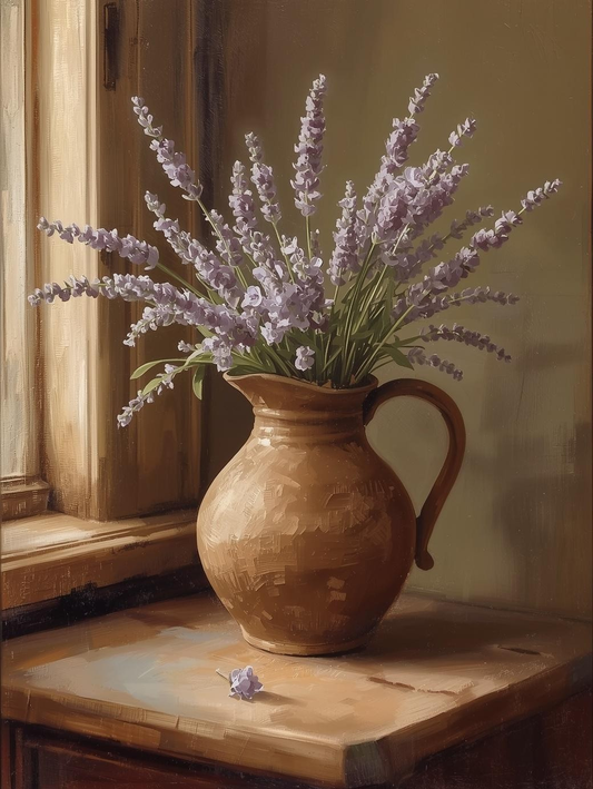 Paint By Number Blooming Lilacs in a Rustic Terracotta Pot – Adult Canvas DIY Kit, Charming Purple Flowers & Garden Decor Painting