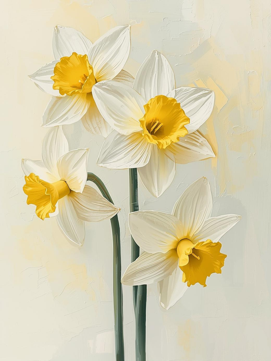 Paint By Number Spring Daffodil Bouquet – Adult Canvas DIY Kit, Cheerful Yellow Flowers & Vibrant Floral Painting