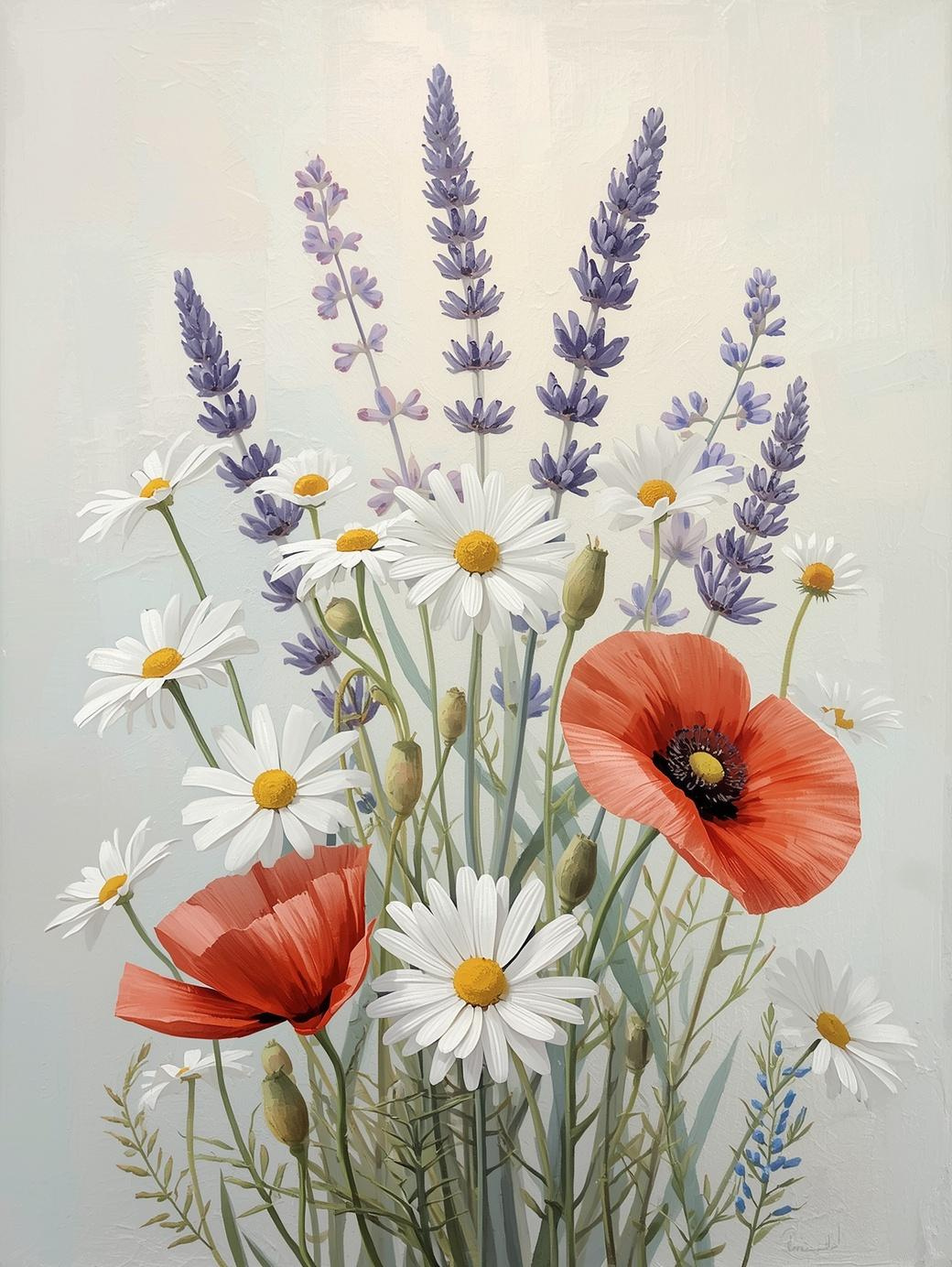Paint By Number Country Garden Wildflowers – Adult Canvas DIY Kit, Bright Spring Flowers & Rustic Outdoor Scene