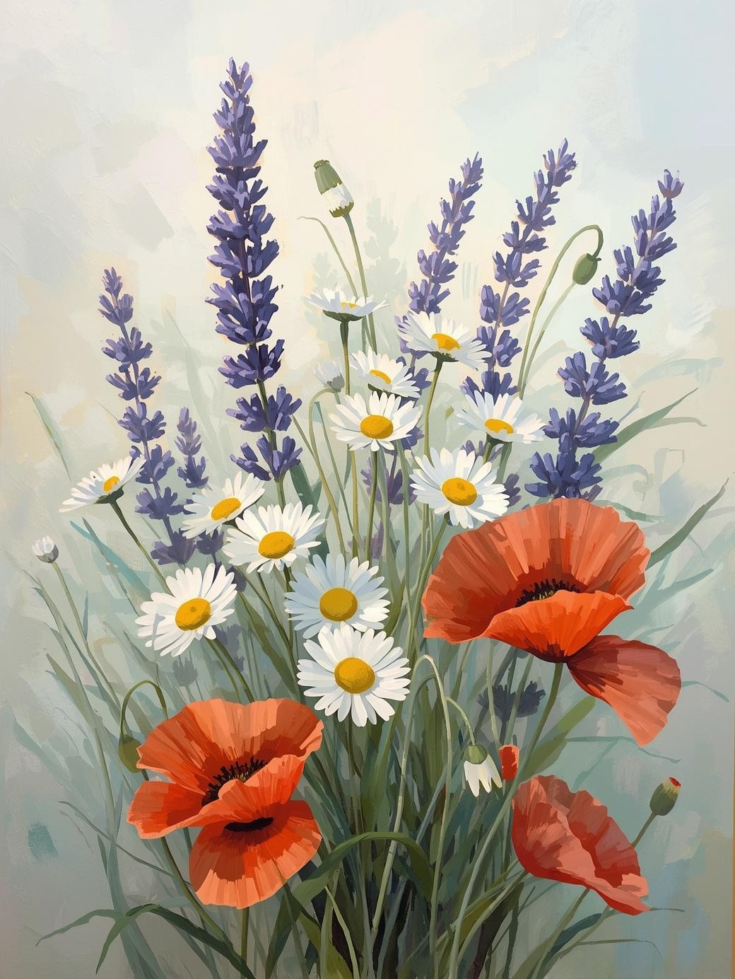 Paint By Number Country Wildflowers – Adult Canvas DIY Kit, Colorful Meadow Flowers & Relaxing Nature Painting