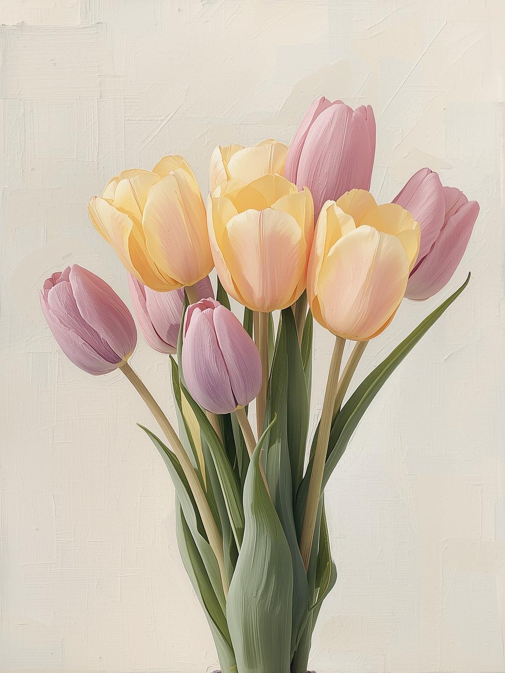 Paint by Number Bright Tulip Bouquet – Vibrant DIY Canvas Kit for Adults, Fresh Spring Garden Art