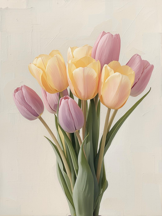 Paint by Number Bright Tulip Bouquet – Vibrant DIY Canvas Kit for Adults, Fresh Spring Garden Art