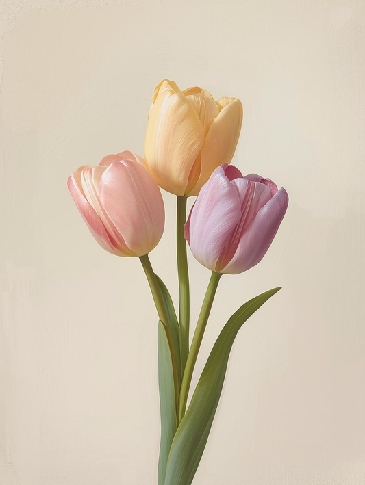 Paint by Number Vibrant Tulip Bouquet – Colorful DIY Canvas Kit for Adults, Bright Spring Garden Scene