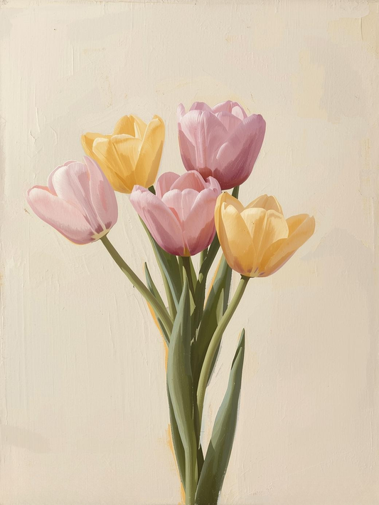 Paint by Number Simple Tulip Bouquet – Elegant DIY Canvas Kit for Adults, Vibrant Spring Floral Painting