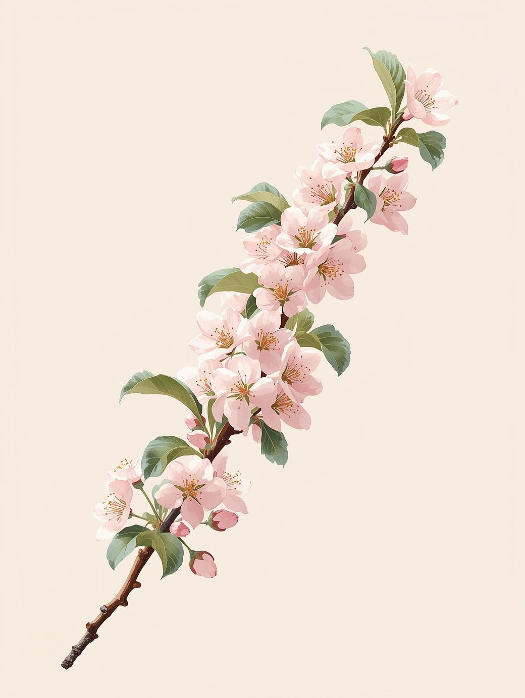 Paint By Number Pink Cherry Blossom Branch – Vibrant Spring Canvas DIY Kit for Adults, Blooming Flower & Nature Painting