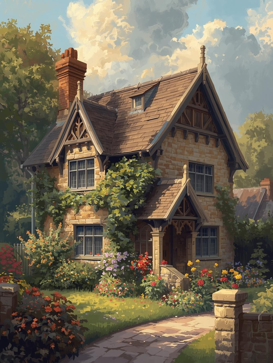 Paint by Number Victorian Home Surrounded by Trees