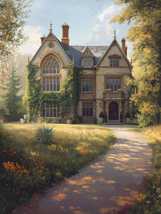 Paint by Number Victorian Cottage on a Country Lane