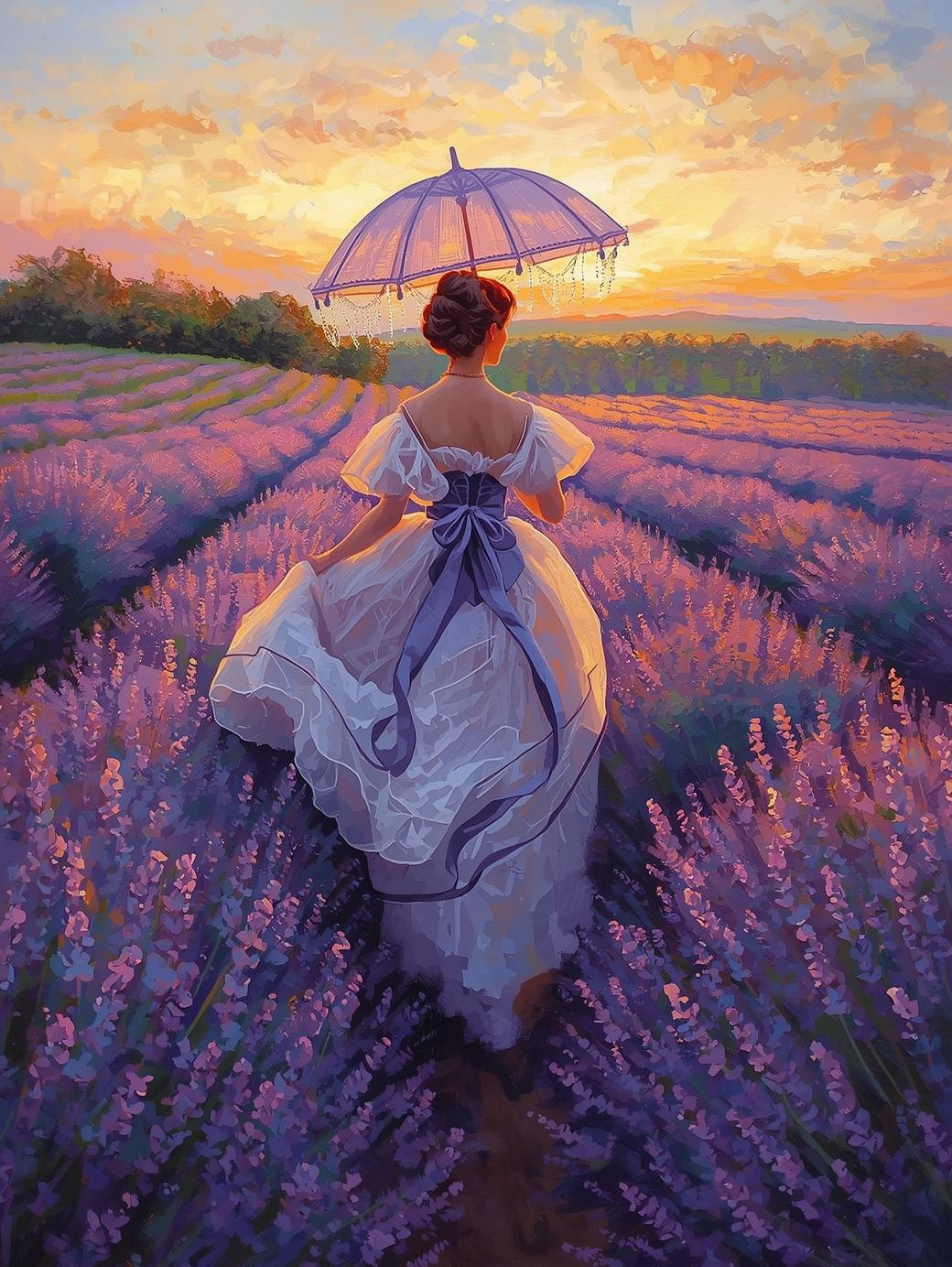 Paint by Number Woman in Lavender Field