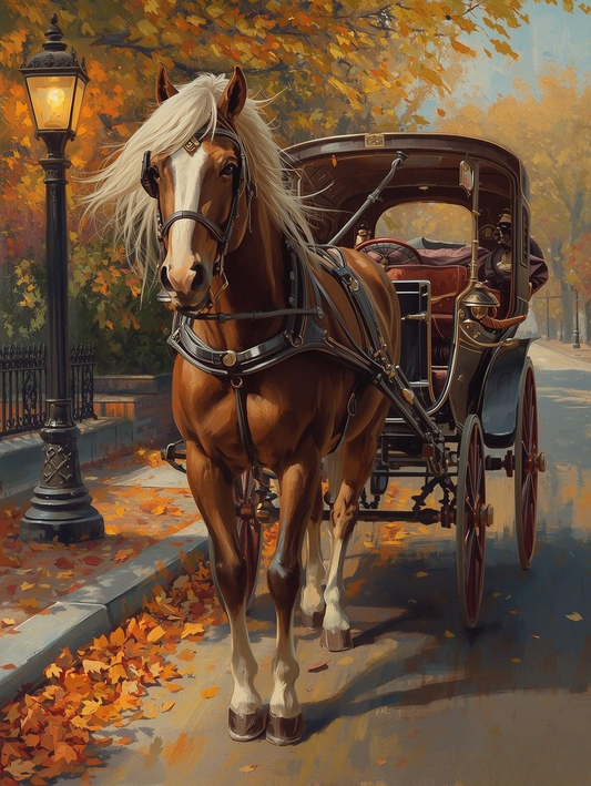 Paint by Number Victorian Horse Drawn Carriage